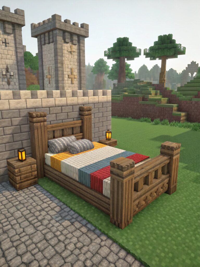 Minecraft Bed Designs : Medieval Style Bed