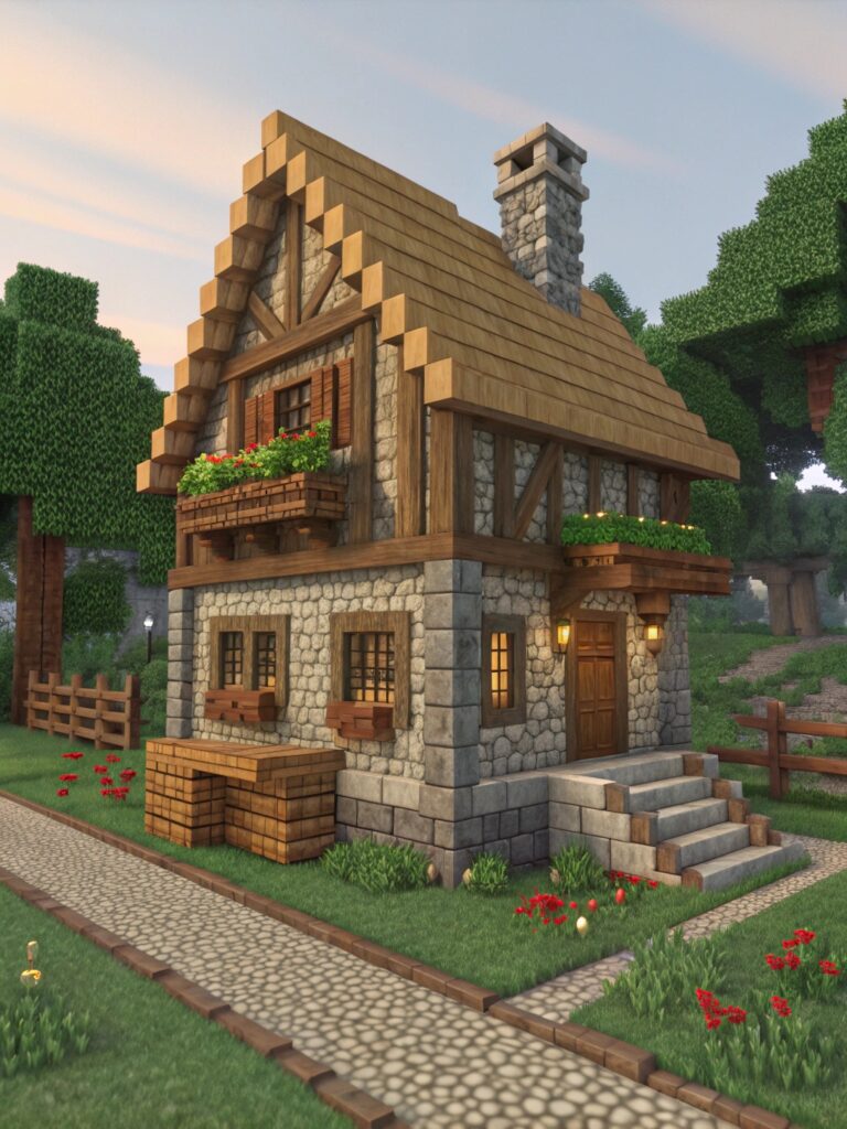 Cute Minecraft Cottage Ideas:
Medieval Cottage Style