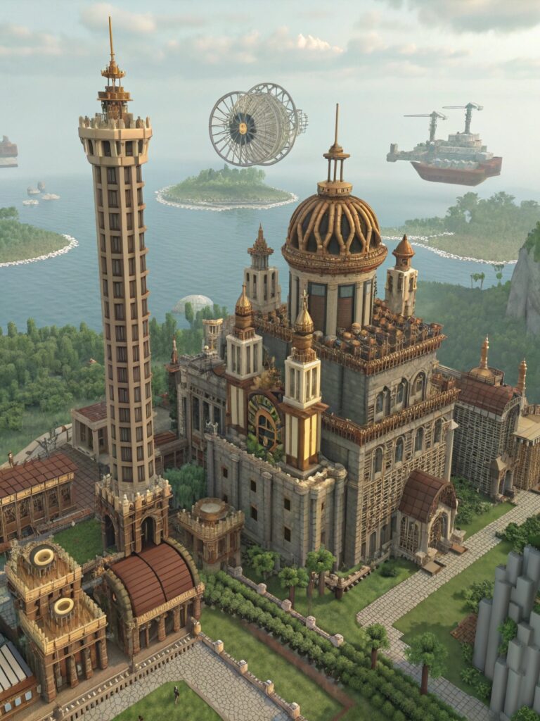 Minecraft Kingdom Builds: Steampunk City Design