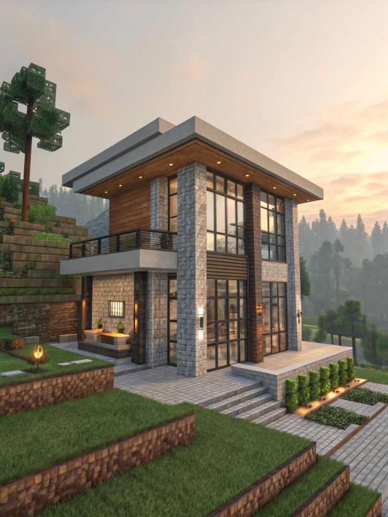 Cute Minecraft Cottage Ideas: Modern Cottage Concept