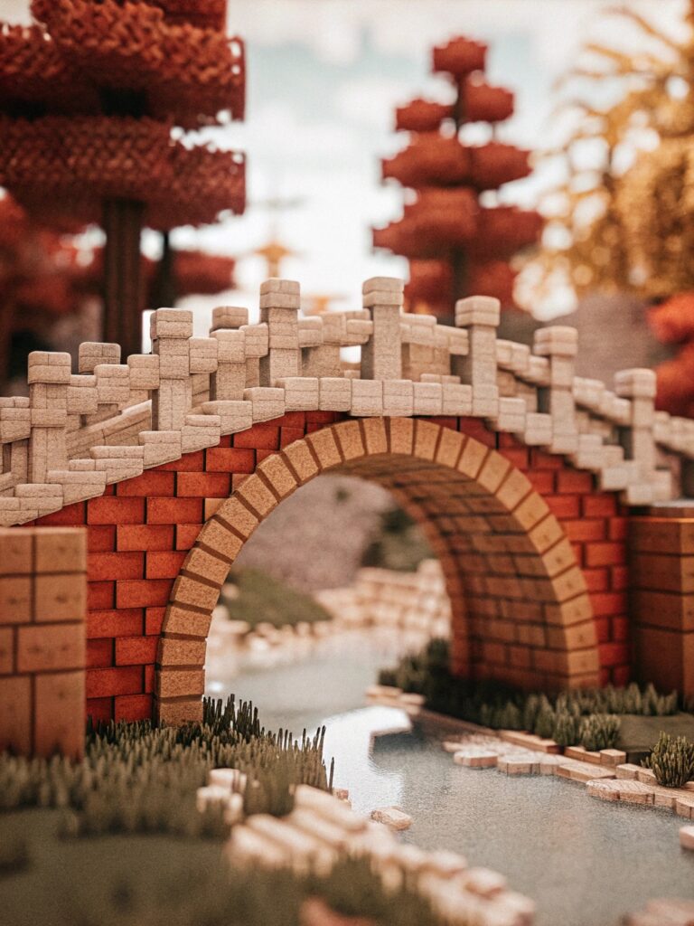 Minecraft Bridge Ideas: Arched Stone Bridge Designs