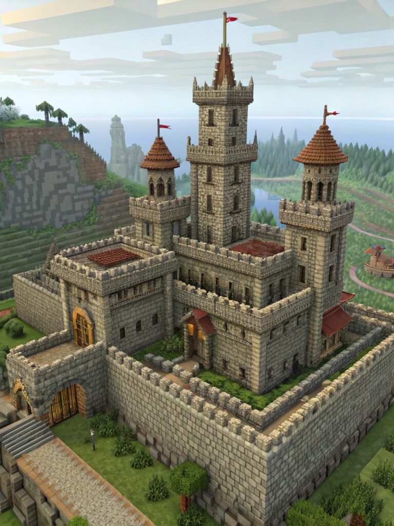 Whimsical Minecraft Houses: Medieval Fantasy Fortress