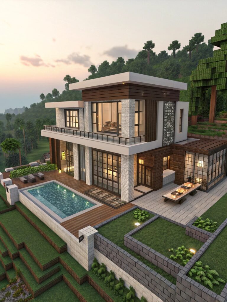 Minecraft Build Ideas : Modern Mansion Floor Plans