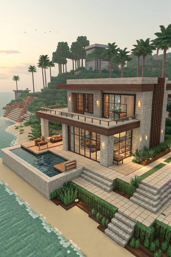 Minecraft House Templates: Coastal Villa Template