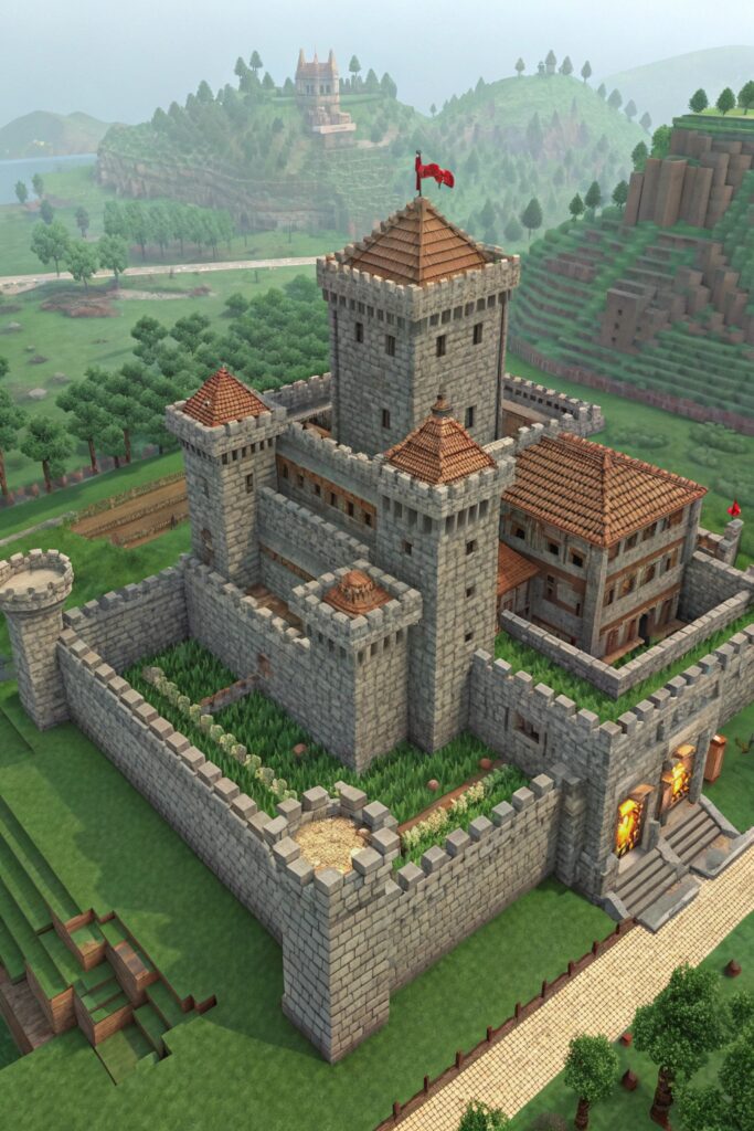 Minecraft House Templates: Medieval Castle Layout