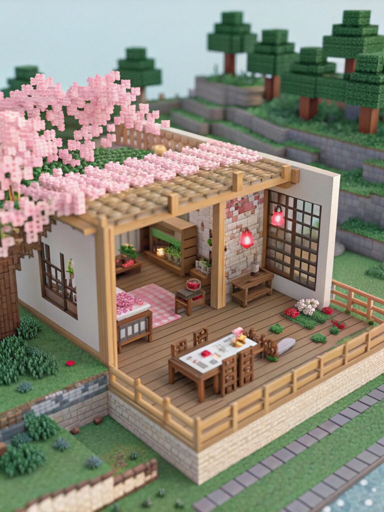 Cherry Blossom House Minecraft Builds:
Building the Interior Furniture