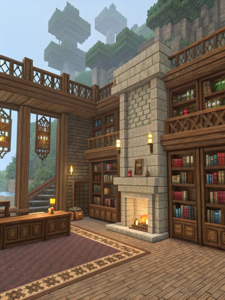 Minecraft Room Designs: Elegant Library Rooms