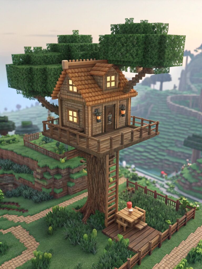 Minecraft Starter House: Tiny Treehouse Abode