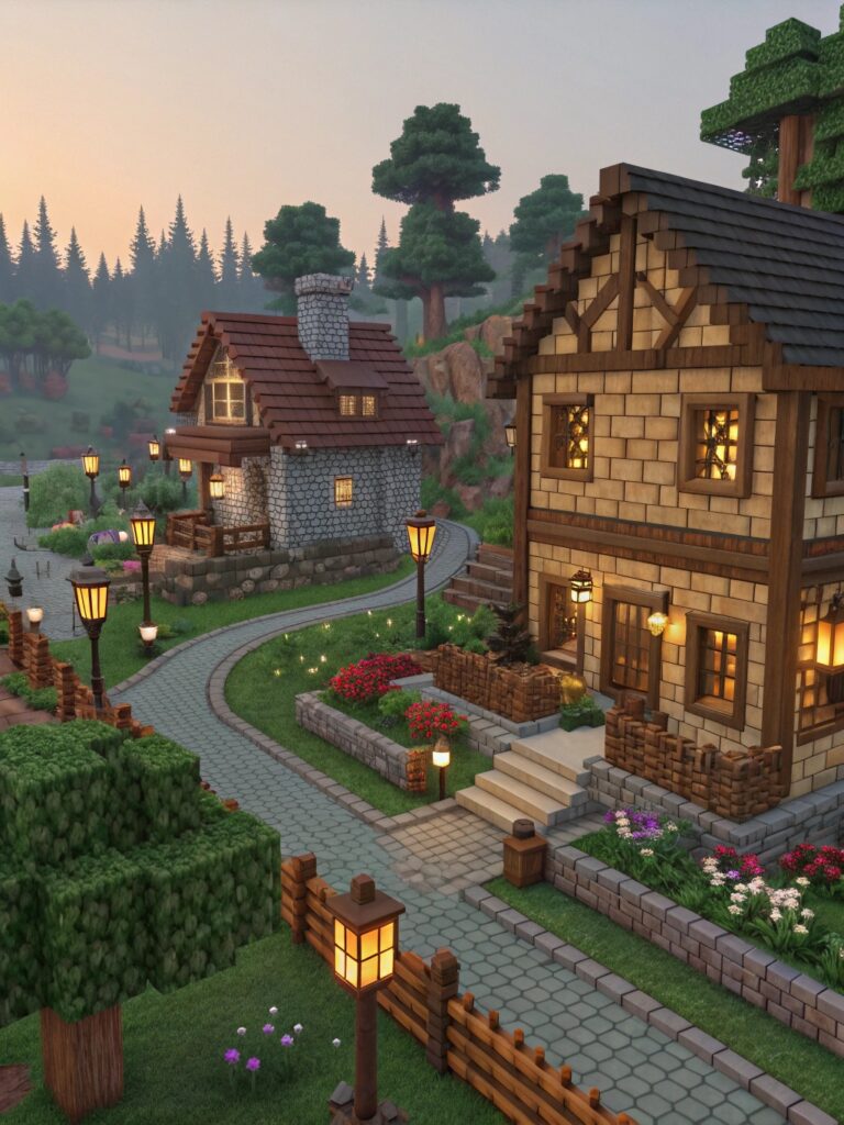 Minecraft Town Ideas : Building a Cozy Residential Neighborhood