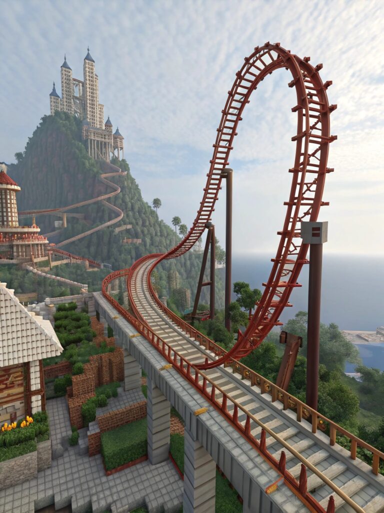 Minecraft Build Ideas : Roller Coaster Track Designs