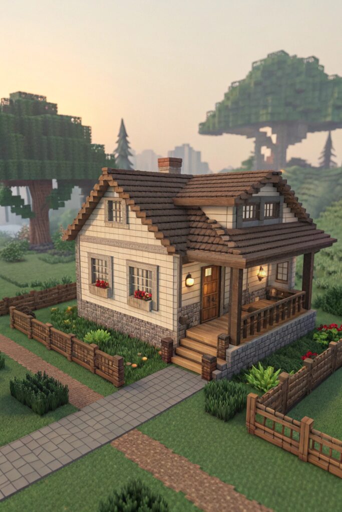 Minecraft House Templates: Suburban Bungalow Template