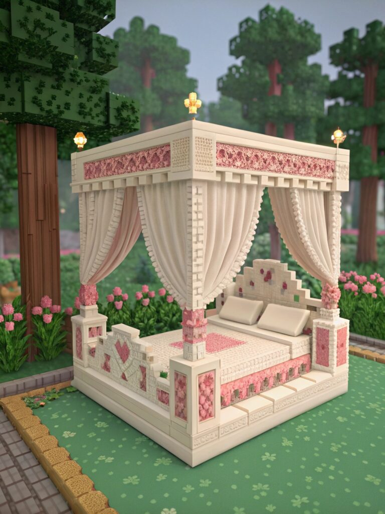 Minecraft Bed Designs : Fairy Tale Princess Bed