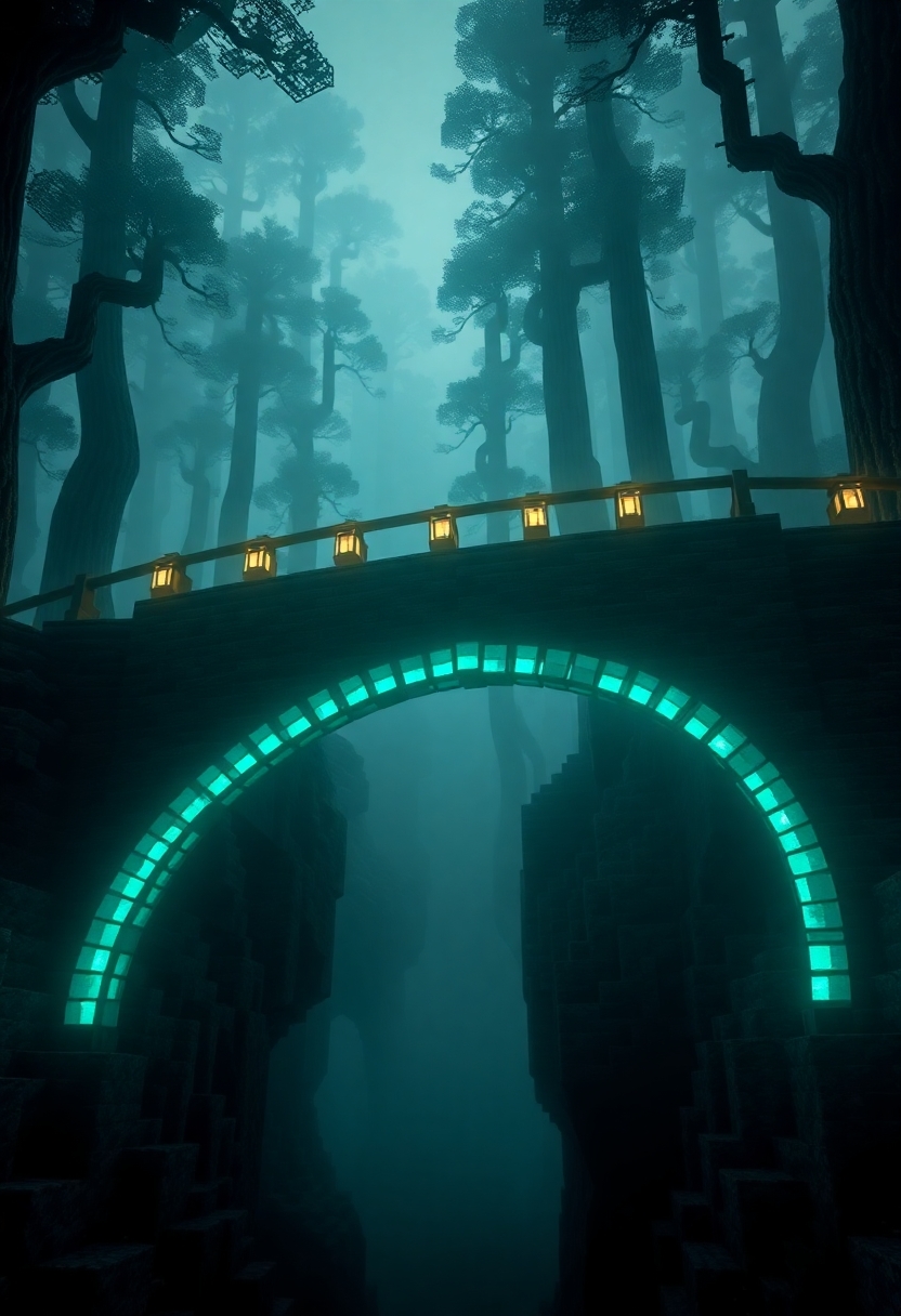 Minecraft Bridge Ideas: Glow-In-The-Dark Bridge Effects