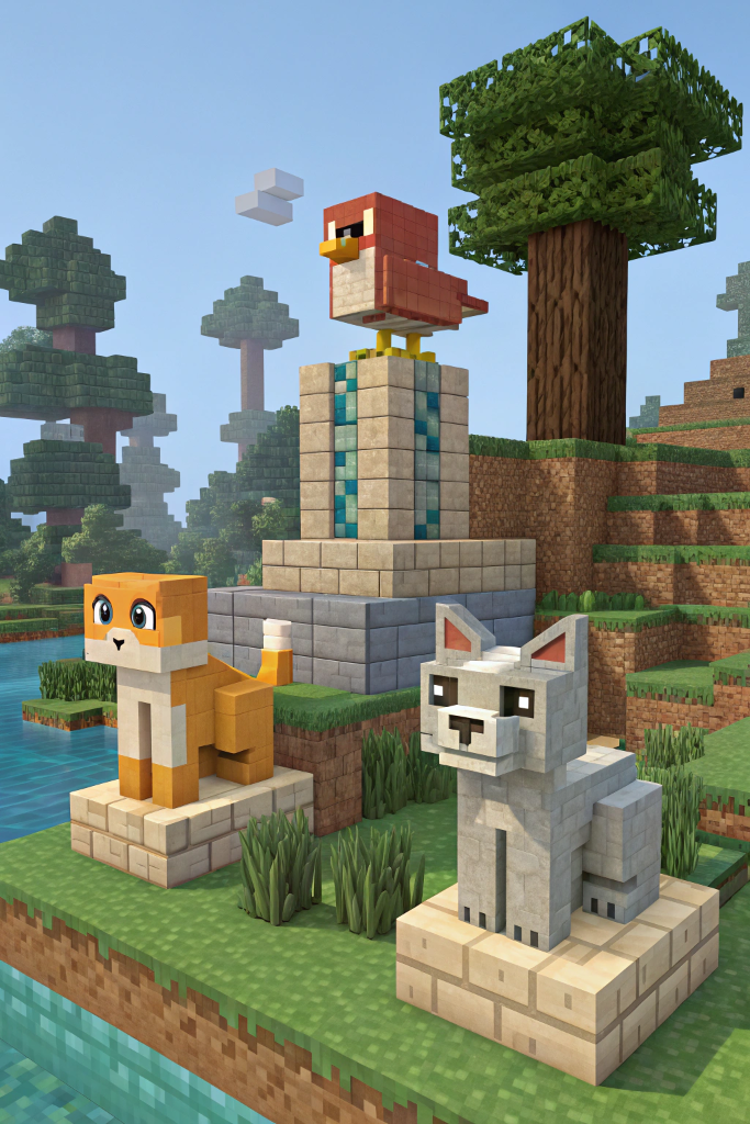 Minecraft Statue Ideas: Simple Animal Statues