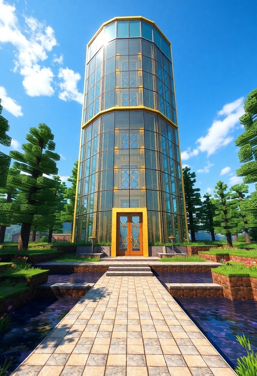 Minecraft Tower Designs : GlassAndGoldTower