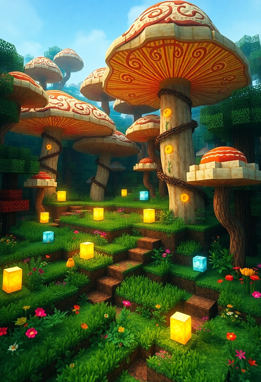 Minecraft Garden Designs: Whimsical Mushroom Forests