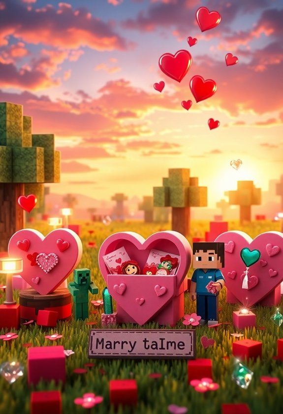 Valentine Minecraft Box Ideas: Pink Heart Shaped Boxes