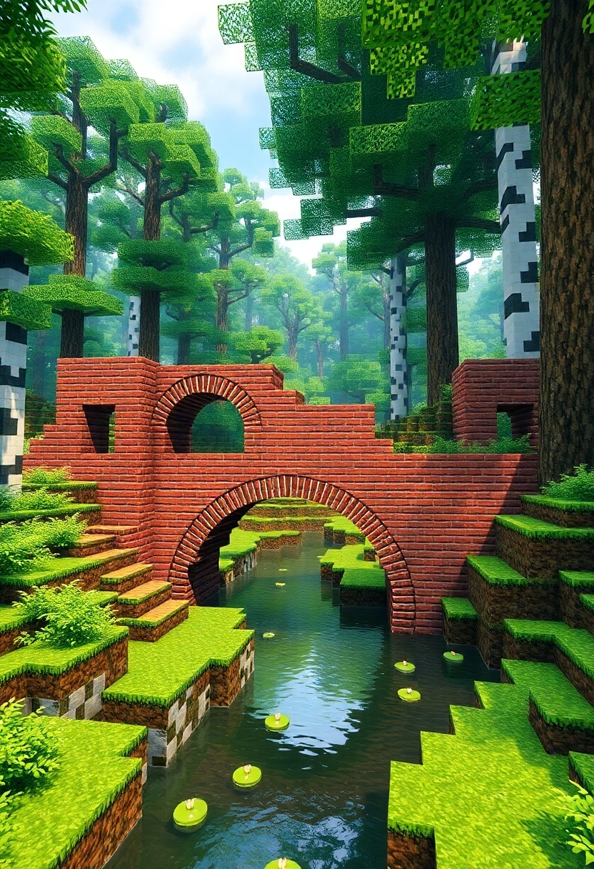 Minecraft Bridge Ideas: Brick Bridge Architectures