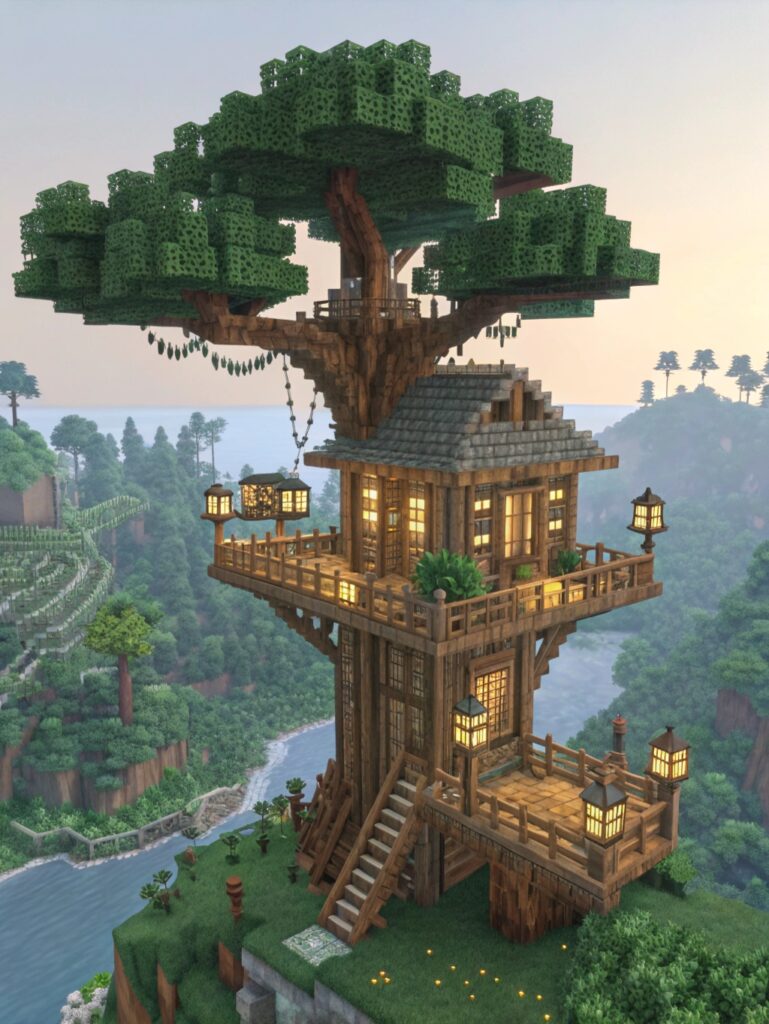 Minecraft Ideas : Epic Treehouse Designs
