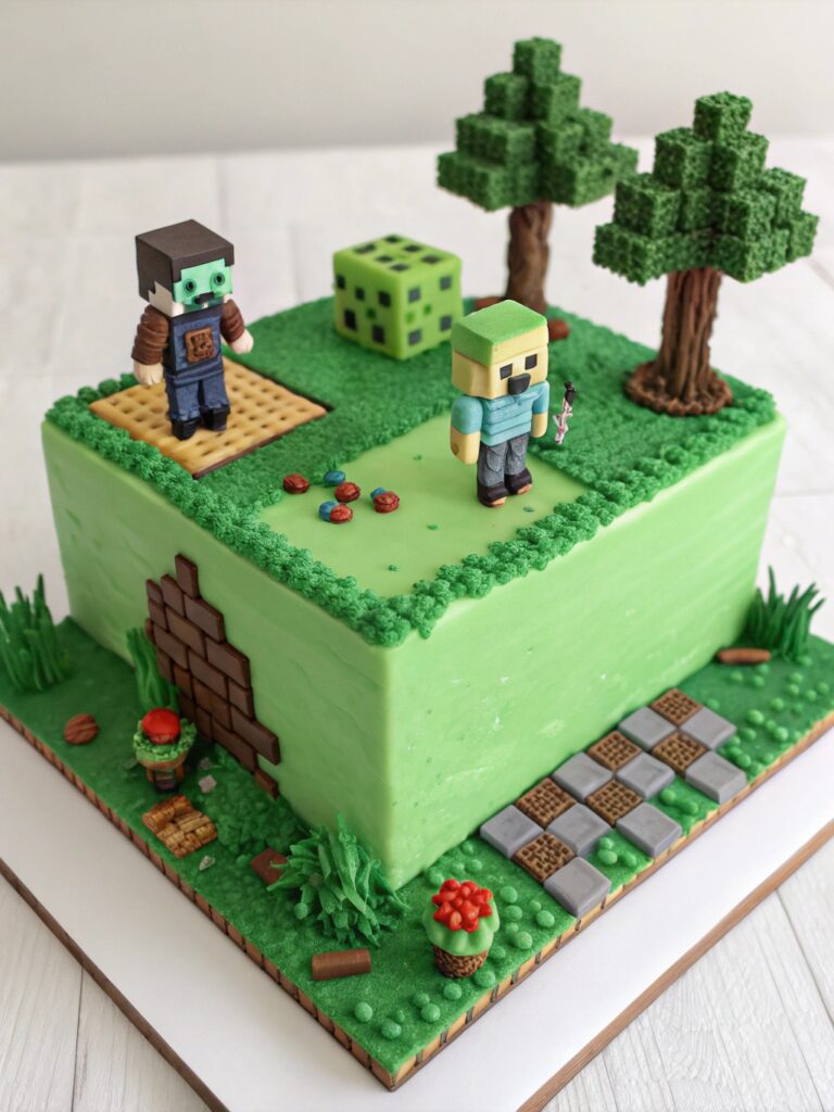 Minecraft Cake Designs:  Minecraft Zombie Cake Ideas