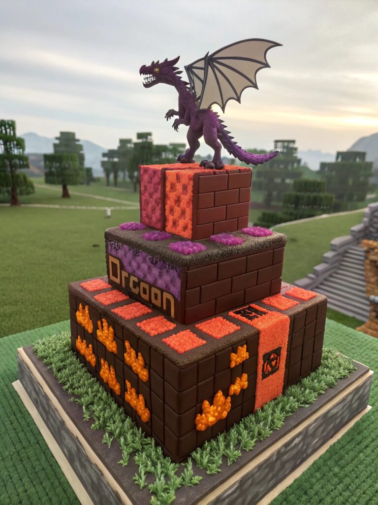 Minecraft Cake Designs:  Minecraft Ender Dragon Cake Designs