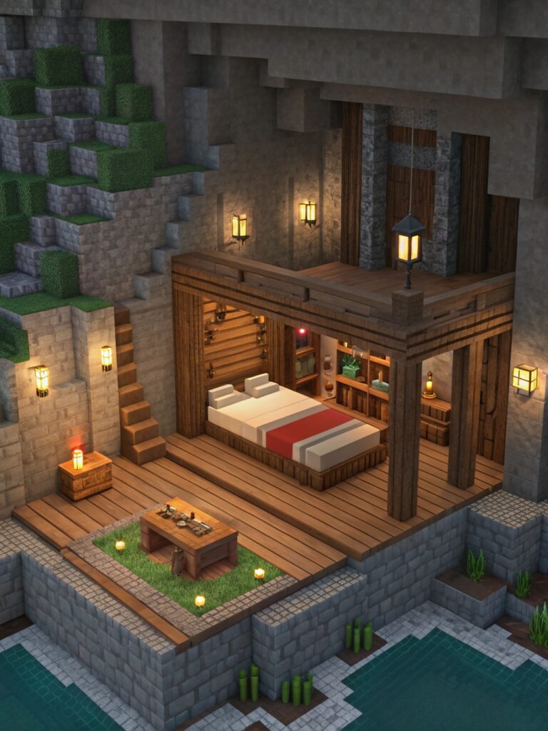 Minecraft Bedroom Ideas: Cozy Cave Bedroom Design
