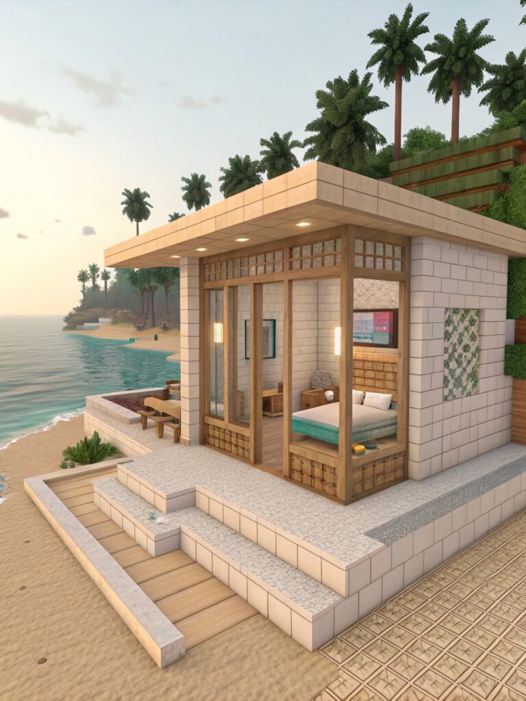 Minecraft Bedroom Ideas: Beachside Bungalow Bedroom
